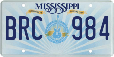 MS license plate BRC984