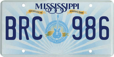 MS license plate BRC986