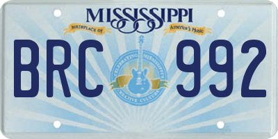 MS license plate BRC992