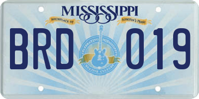 MS license plate BRD019