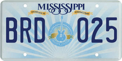 MS license plate BRD025