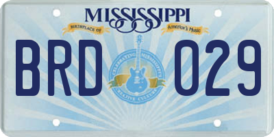 MS license plate BRD029