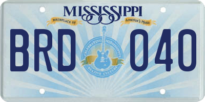 MS license plate BRD040