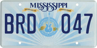 MS license plate BRD047