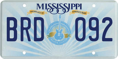 MS license plate BRD092