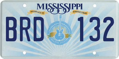 MS license plate BRD132