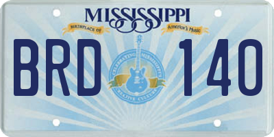 MS license plate BRD140