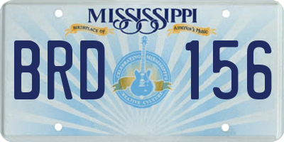 MS license plate BRD156