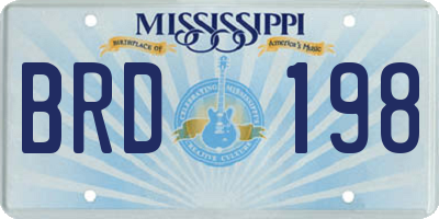 MS license plate BRD198