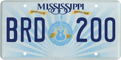 MS license plate BRD200