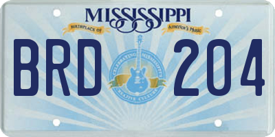MS license plate BRD204
