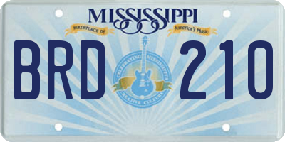 MS license plate BRD210