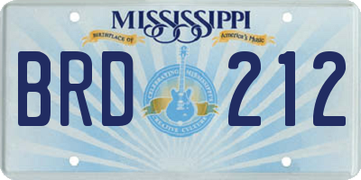 MS license plate BRD212