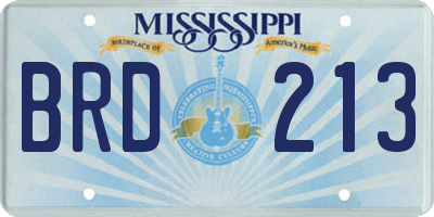 MS license plate BRD213