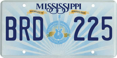 MS license plate BRD225