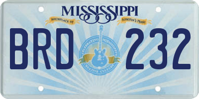 MS license plate BRD232