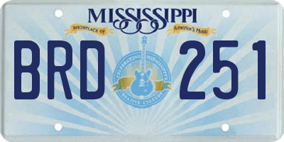 MS license plate BRD251