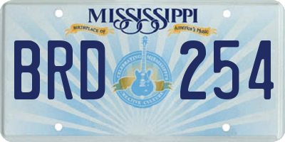 MS license plate BRD254