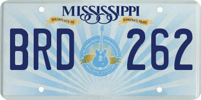 MS license plate BRD262
