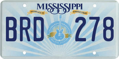 MS license plate BRD278