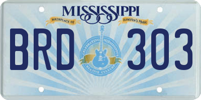 MS license plate BRD303