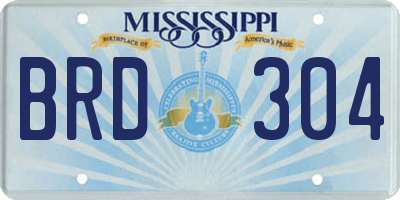 MS license plate BRD304
