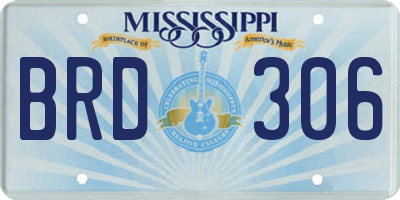 MS license plate BRD306