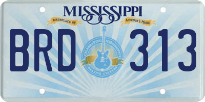 MS license plate BRD313