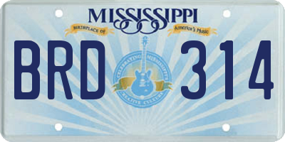 MS license plate BRD314