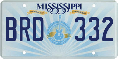 MS license plate BRD332