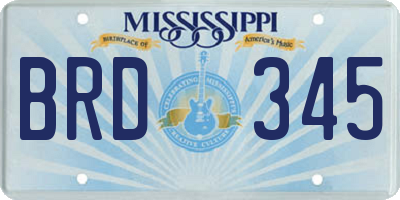 MS license plate BRD345