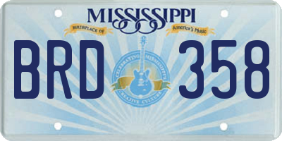 MS license plate BRD358