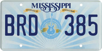 MS license plate BRD385