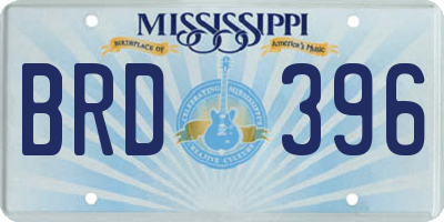MS license plate BRD396