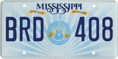 MS license plate BRD408
