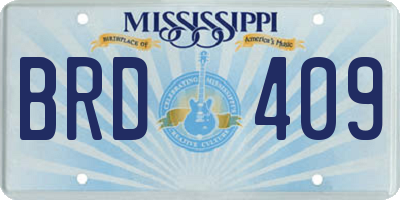 MS license plate BRD409