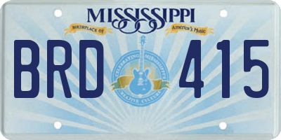MS license plate BRD415