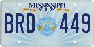 MS license plate BRD449