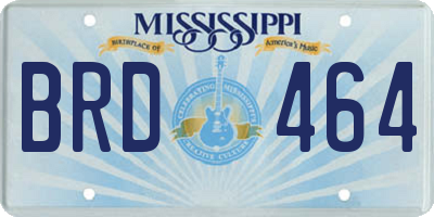 MS license plate BRD464