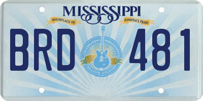 MS license plate BRD481