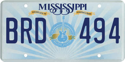 MS license plate BRD494