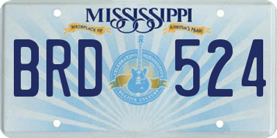 MS license plate BRD524