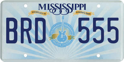 MS license plate BRD555