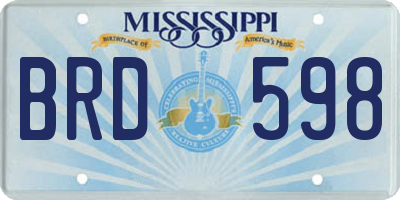 MS license plate BRD598