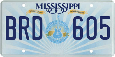 MS license plate BRD605
