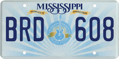 MS license plate BRD608