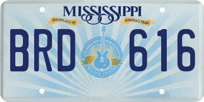 MS license plate BRD616