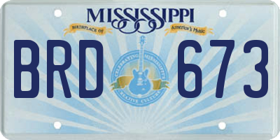 MS license plate BRD673