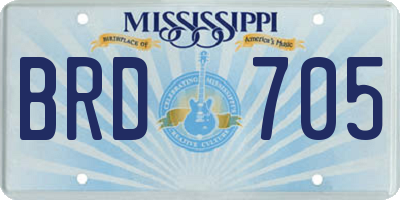 MS license plate BRD705