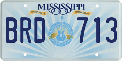 MS license plate BRD713